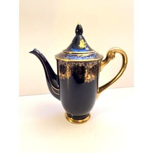Norcrest Cobalt Blue Gold Floral Design Teapot Coffee Pot NWK129 Japan FAIR